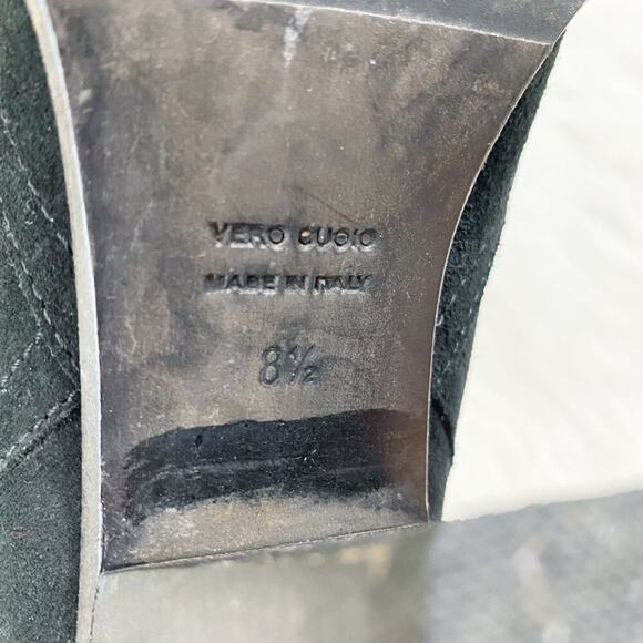 Aquatalia Black Suede High Heel Ankle Booties Women's Sz 8.5 Back Zip Almond Toe - Picture 8 of 10